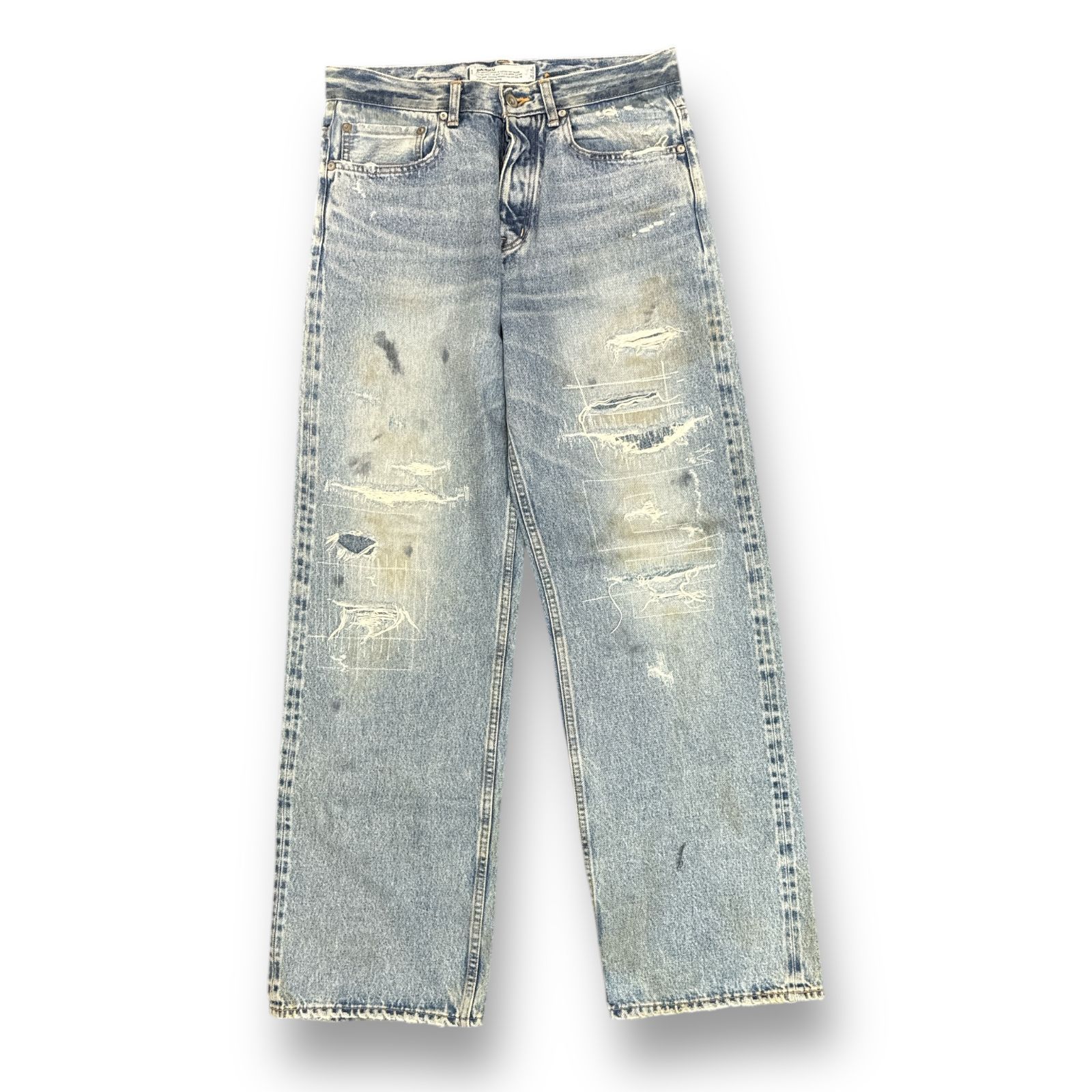 定価82500円 DAIRIKU 21AW Repair Straight Denim Pants リペア ストレート デニム パンツ  ヴィンテージ加工 ダメージ加工 ジーンズ ダイリク 21AW D-5 ライトインディゴ系 79368A7 - メルカリ