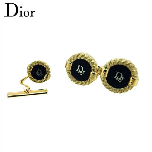 【美品】Dior　ディオール　カフス・タイピンセット　ゴールド　ロゴ　タイタック Christian Dior - 【美品】Dior ディオール カフス・タイピン