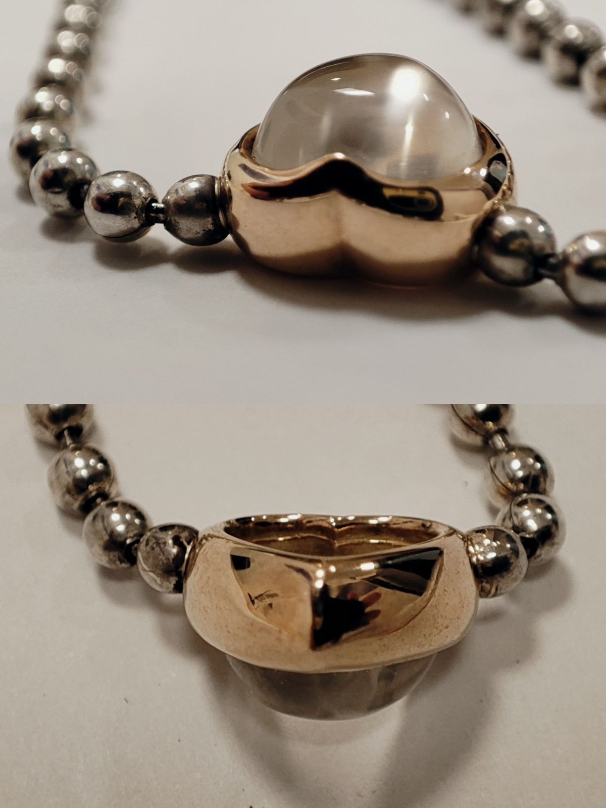 STAR JEWELRY K14 SV925 ハート型トップ ムーンストーン ネックレス