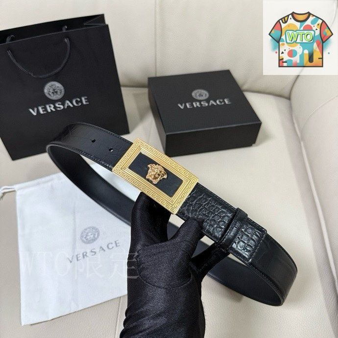 今日WTO】Versace MEDUSA ヘッドレザーメンズベルト-1-TY74