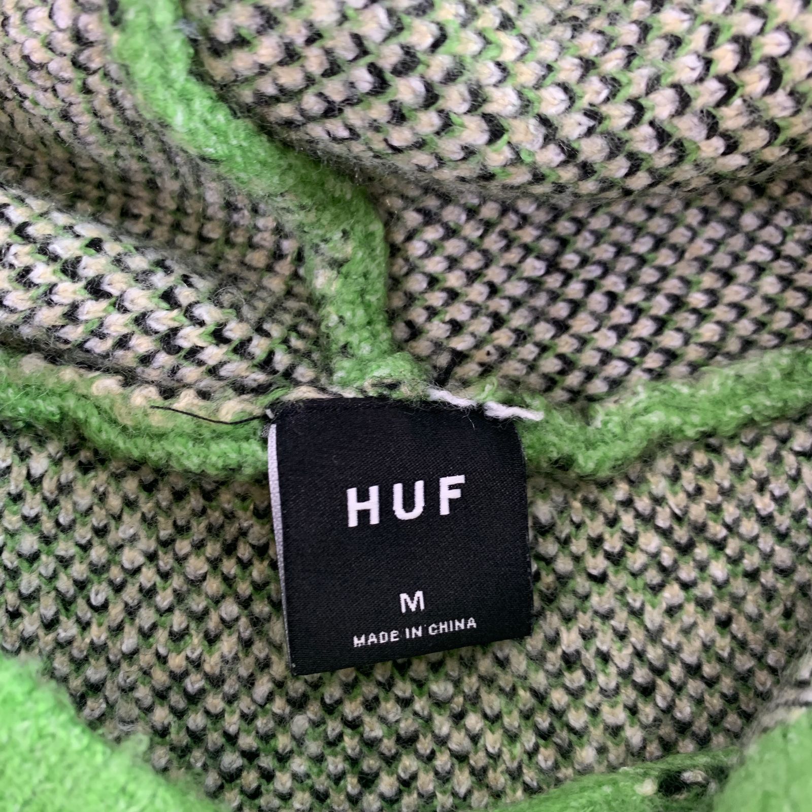04m2263∞ HUF ハフ チェックニットパーカー アクリル アボカド 