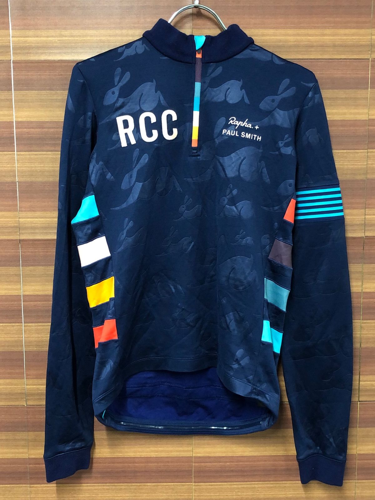 IQ321 ラファ ポールスミス Rapha RCC + Paul Smith クラシックロングスリーブジャージ CLASSIC LONG SLEEVE JERSEY 長袖 サイクルジャージ 紺 M