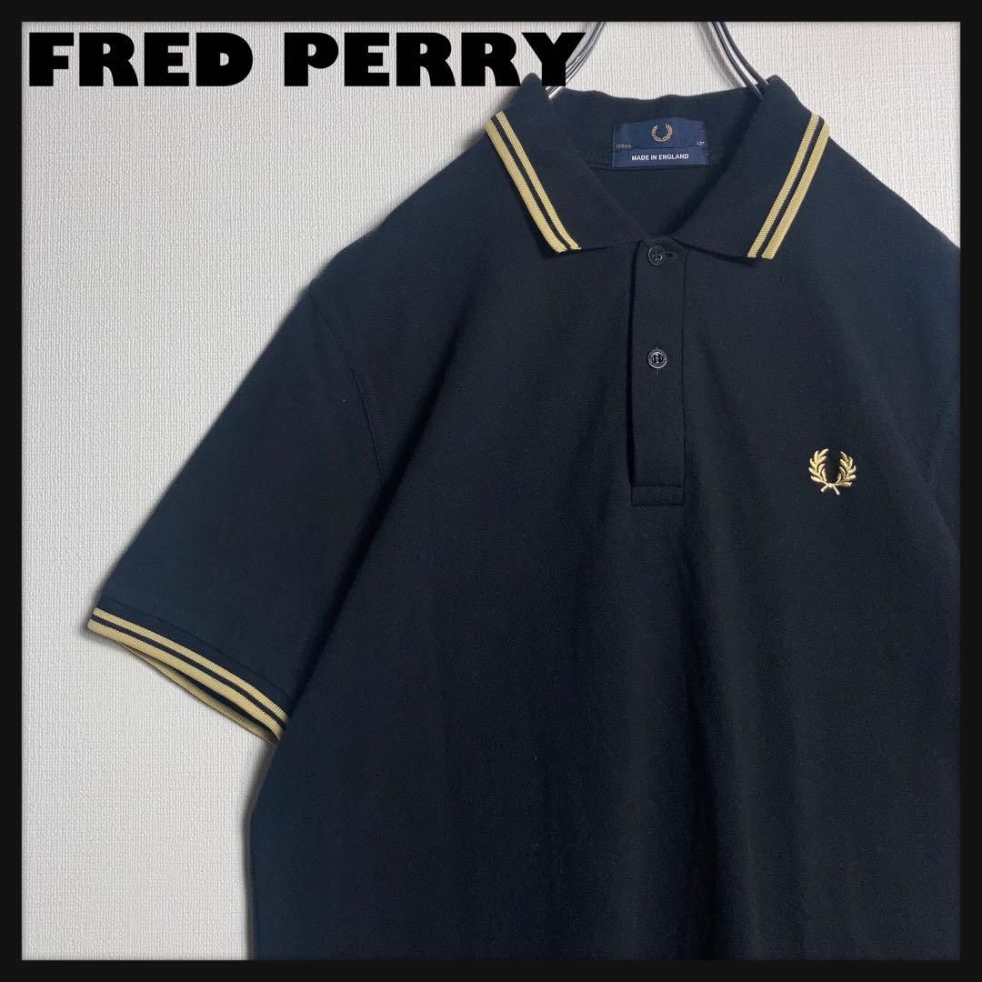 美品】FRED PERRY ポロシャツ 刺繍ロゴ イングランド製 人気 美品】FRED PERRY ポロシャツ 刺繍ロゴ イングランド製 人気