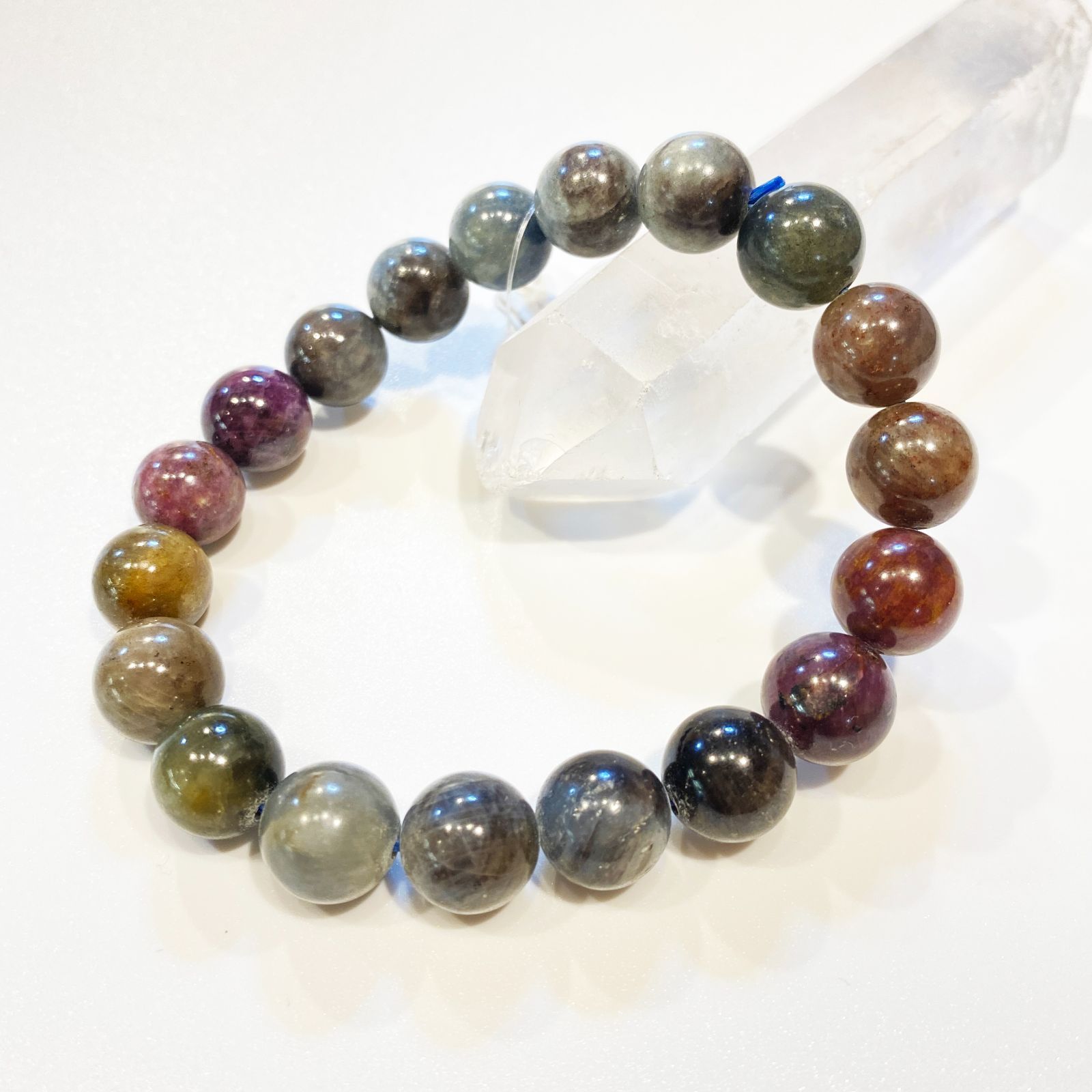 深みカラーで整う＊ミックスコランダムの天然石ブレスレット／8mm／16cm 深みカラーで整う＊ミックスコランダムの天然石ブレスレット