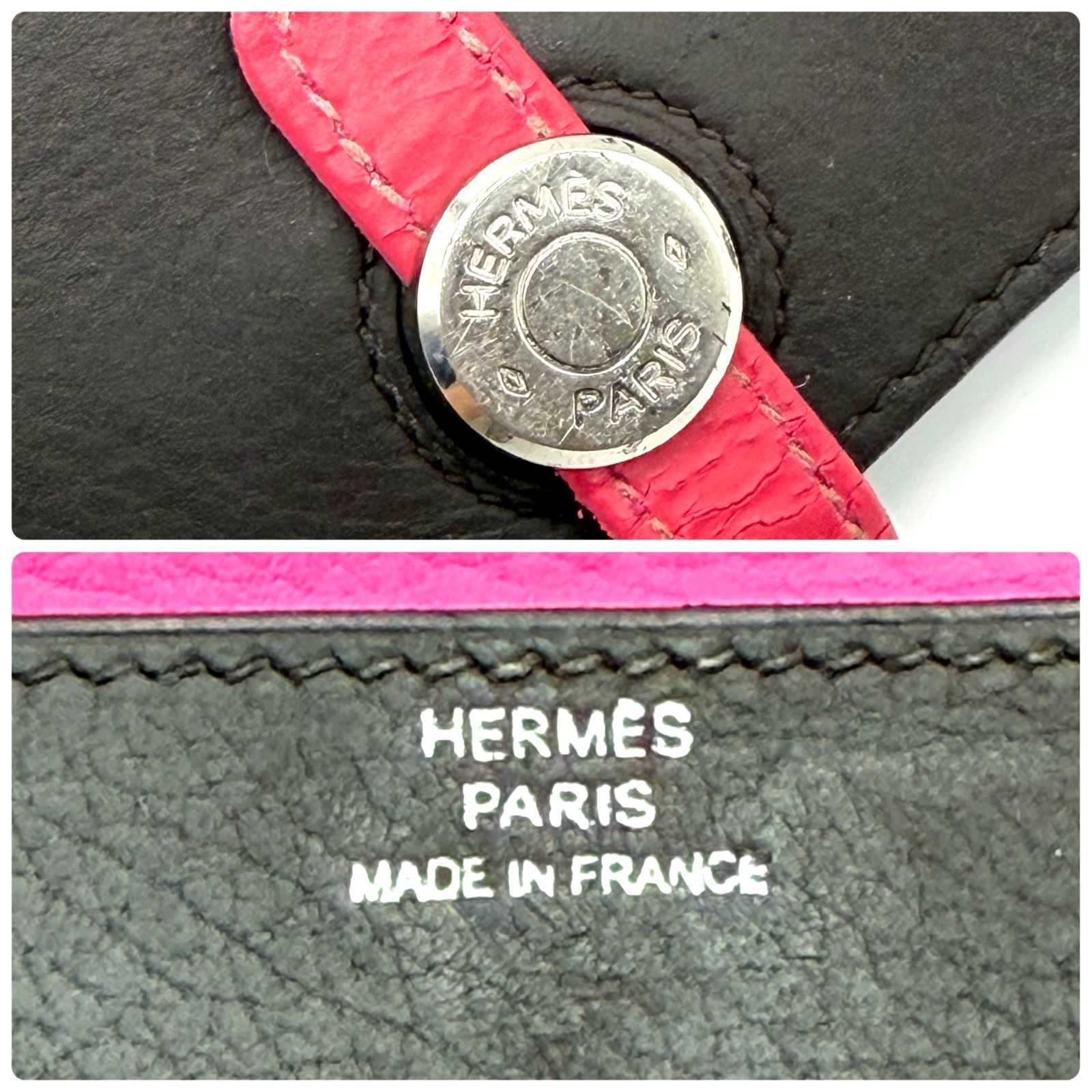 エルメス ドゴンデュオ バイカラー HERMES 二つ折り財布 ダーク  