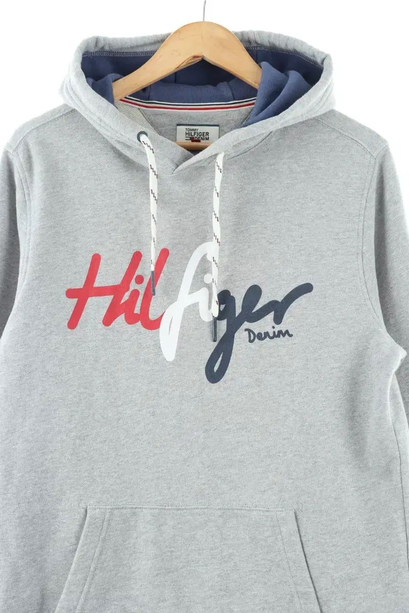 （ M ） Tommy Hilfiger(トミーヒルフィガー) フード付きTシャツ グレー ビッグ ロゴ オールドスクール- F8C7