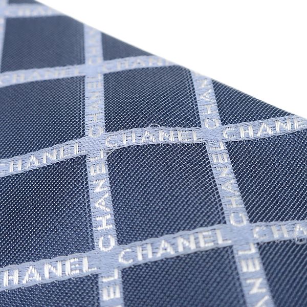  シャネル CHANEL ネクタイ CHANELロゴ 9.5 cm シルク ブルー 青 格子柄 ネクタイ 小物