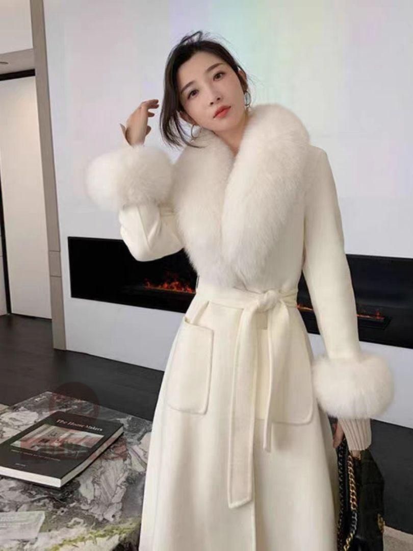 【新品未使用】ファー付き ロングコートシンプル アウター 秋冬 デート 結婚式 パーティー #602