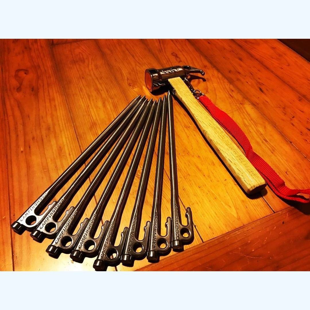 ◇ キャンピングムーン マルテンサイト系ステンレス鋼420J2 焼き入れ 鍛造ペグ Rシリーズ パワーペグ 固い地面に最適 1