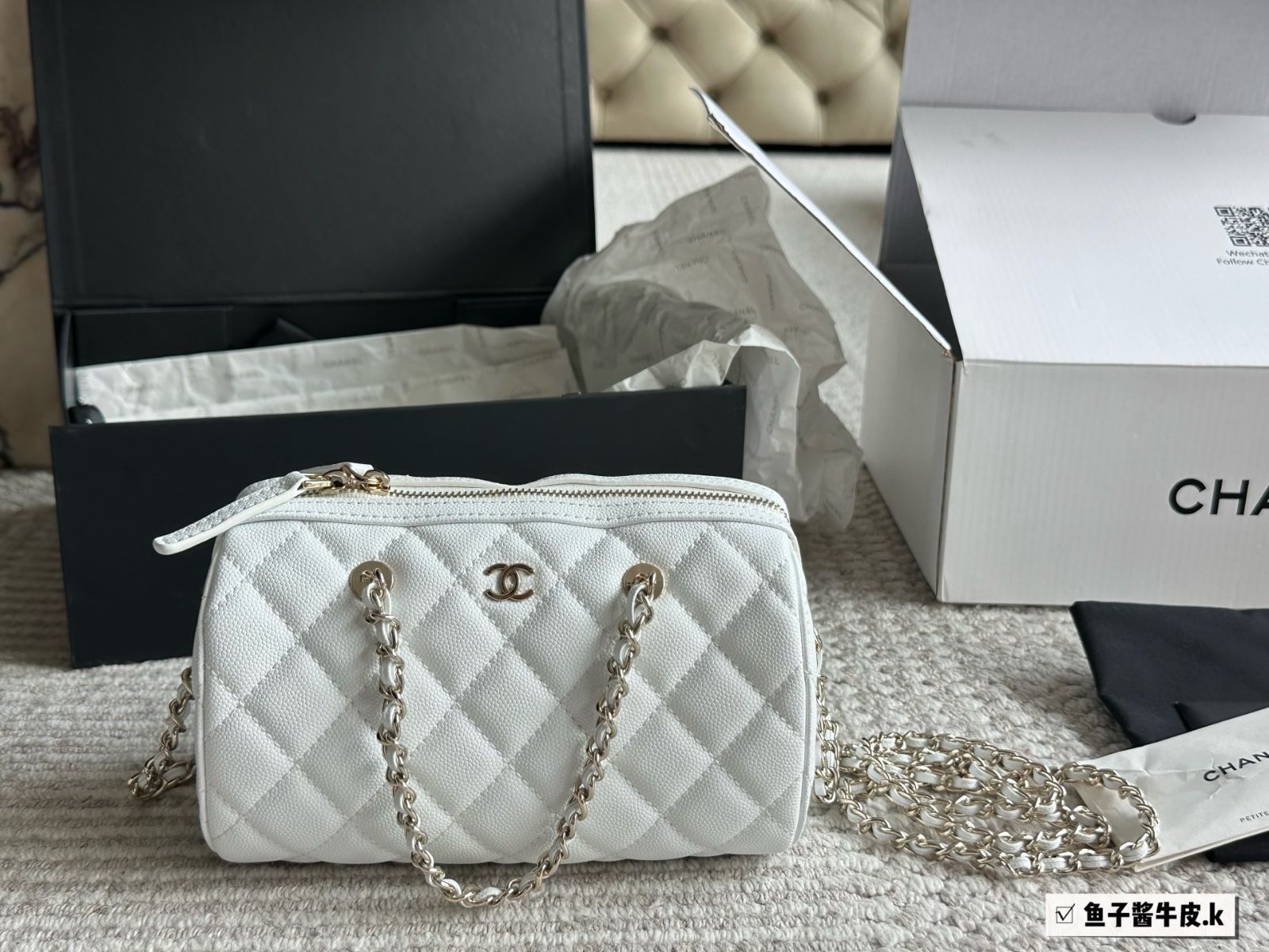 今日 Chanel 25P ボウリングバッグ エレガントブラック＆ホワイト-MM輸入1