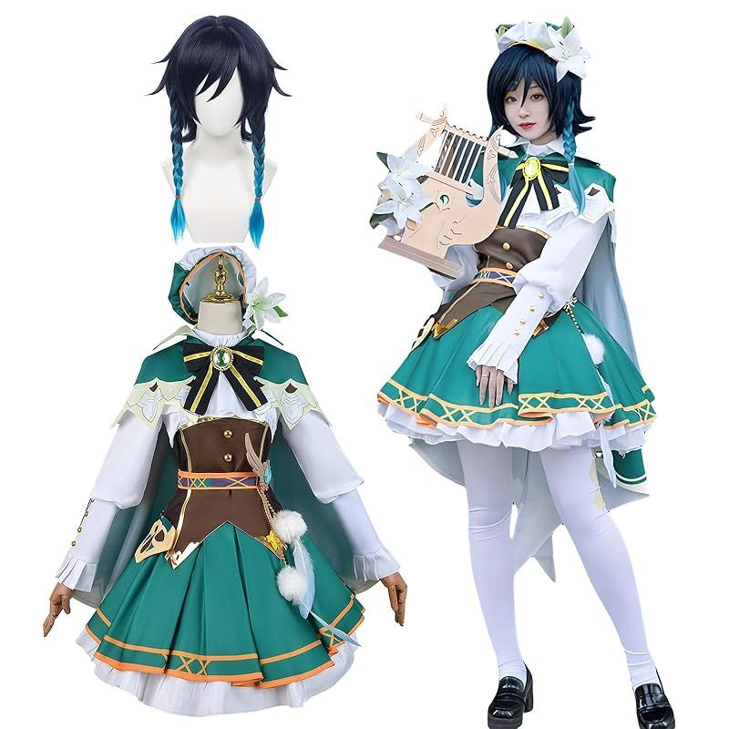 在庫 神併 ウェンティ コスプレ ウィッグ付き 吟遊詩人 原神 コスプレ衣装 大人用 仮装 文化祭 イベント コスチューム ステージ服 Venti cosplay ウェンティ ウィッグ付き S 0
