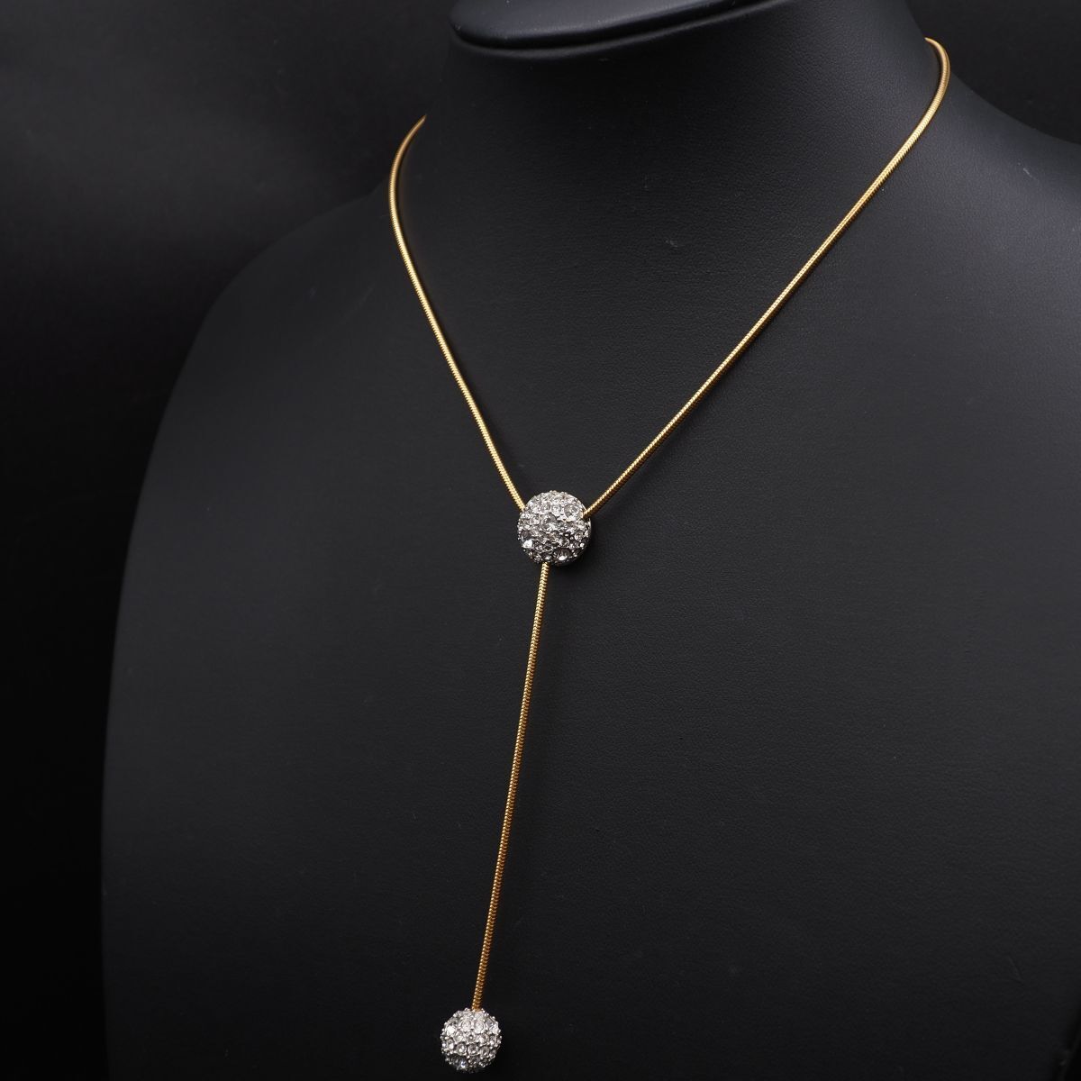 C168 スワロフスキー SWAROVSKI ネックレス Y字 ラインストーン