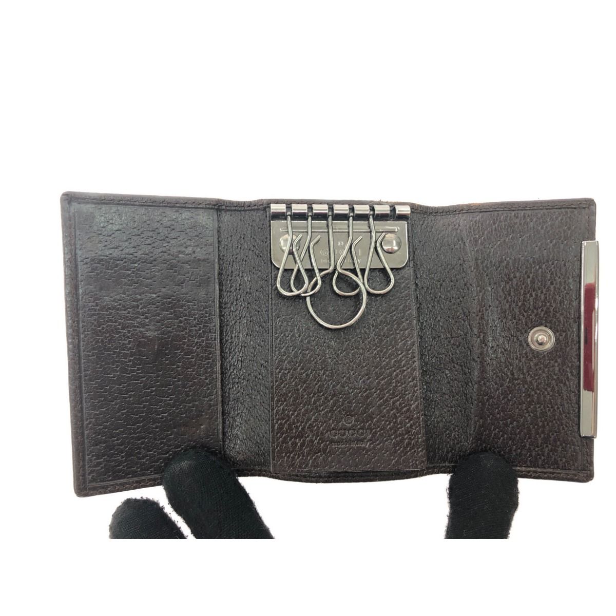 未使用品　箱付き　GUCCI グッチ　キーケース　レザー×キャンバス　GG柄 楽天市場】GUCCI グッチ6連キーケース GGマーモント