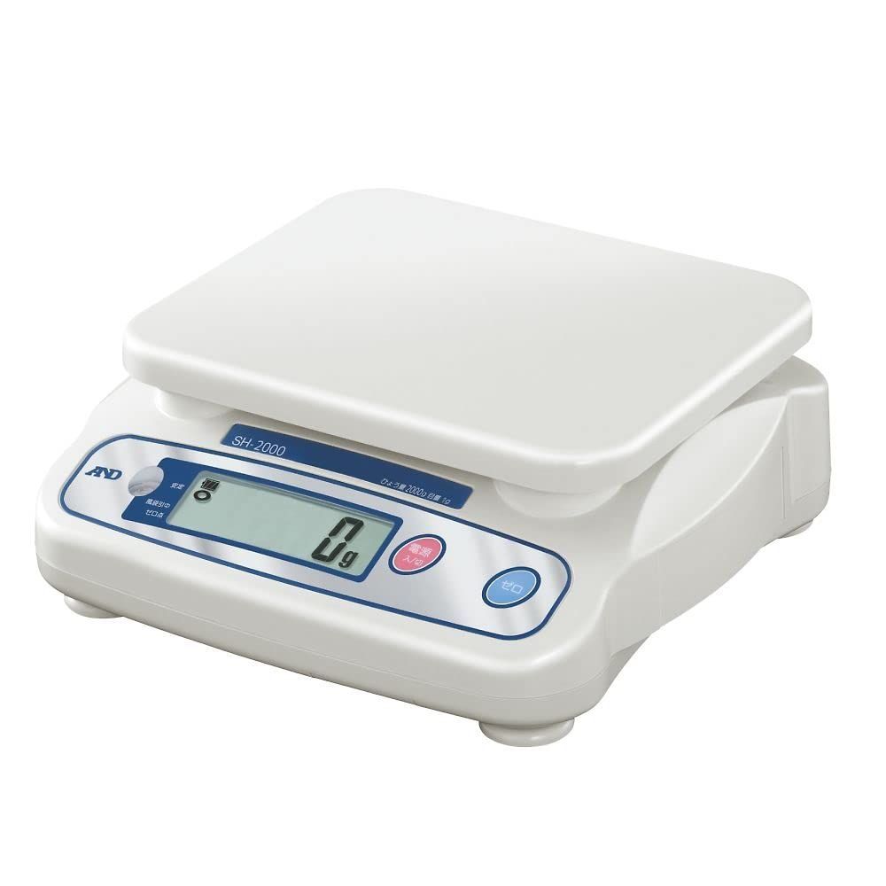 本体_単品 Au0026D デジタルはかり SH-2000N ≪ひょう量:2000g 最小表示:1g 皿寸法:230(W)*190(D)mm 検定無≫ ※計量法準拠製品ホワイト2kg