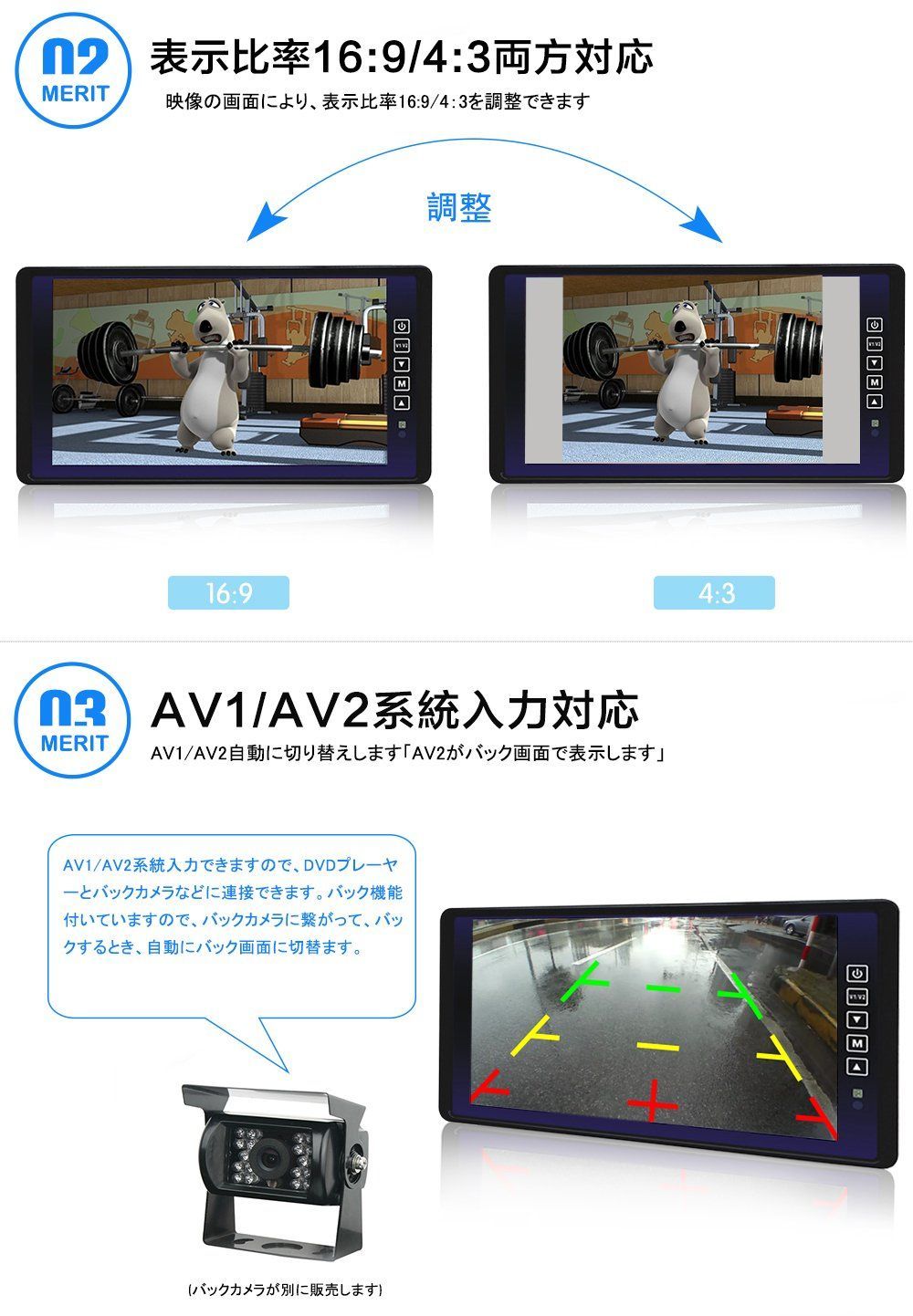 ☆新品☆日本製液晶9.1インチルームミラーモニター、1080P 12V/24V対応AV1/