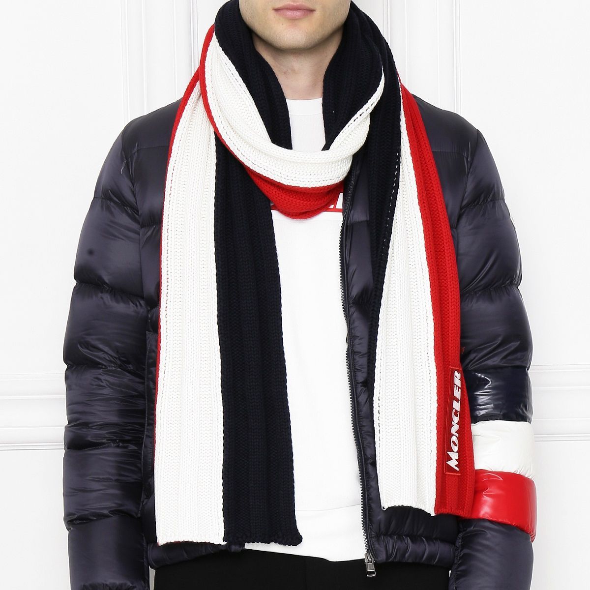 105 MONCLER トリコロール ウール マフラー 9903300 - メルカリ