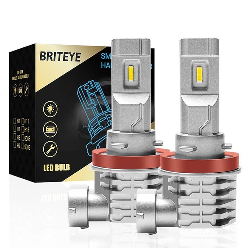 Briteye(まぶしい) H11 LEDヘッドライト 車検対応 CREEチップ搭載 6500K ホワイト H8/H9/H11/H16 LEDバルブ 一体型 車用 ファンレス (2個入） 1