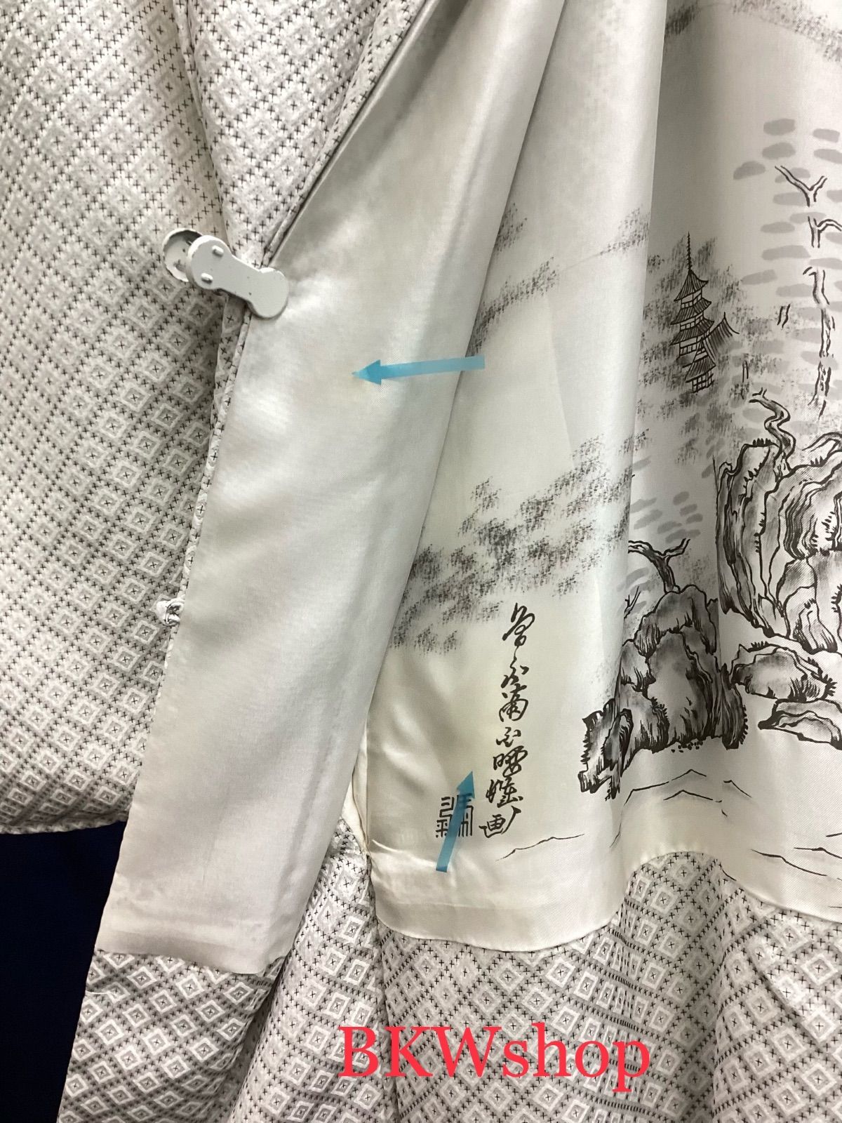 現品限り 正絹 白 羽織 着物 刺子生地 2 25寸 158 cm～ 2点セット 丸に違い鷹の羽 紋付 成人式 結婚式 新郎様 仲人 男着物 催事 式典 お祭り 刺し子模様 ステンカラーコート 着物セット 