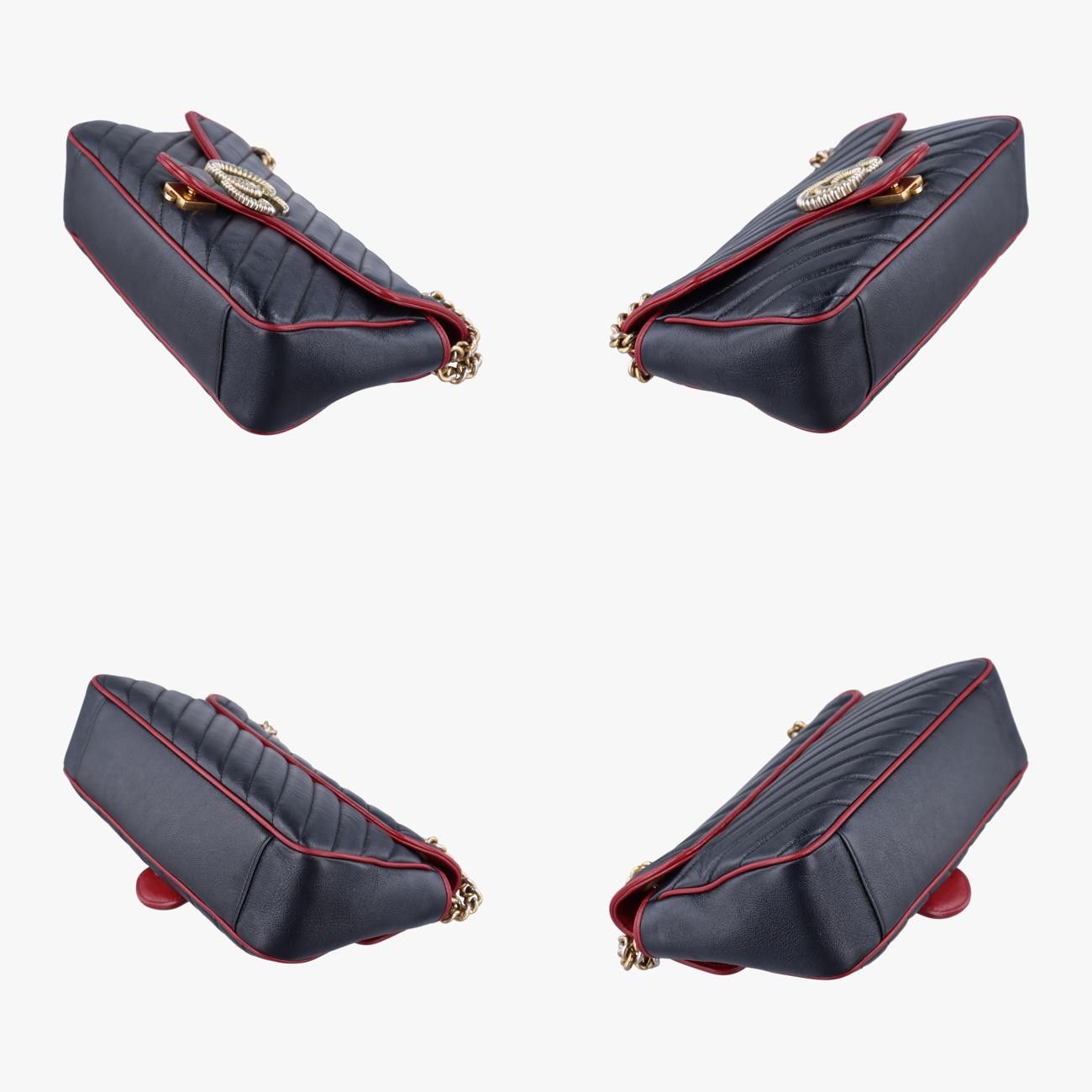  グッチGucciGGマーモントブラック×レッドレザー メッセンジャーバッグ ショルダーバッグ