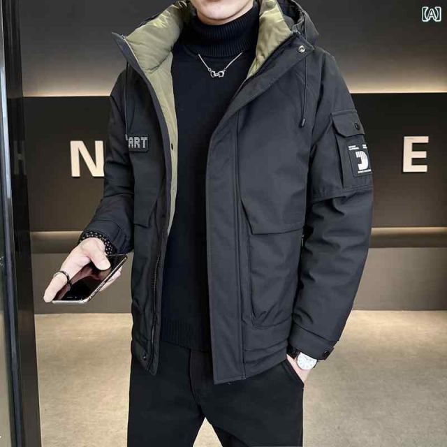 4XL 秋冬 コーデ メンズ 服 シンプル ファッション オシャレ 大人 かっこいい 大きいサイズ ストリート 紳士服 ダウンジャケット カジュアル ワイド シルエット フード付き 厚手
