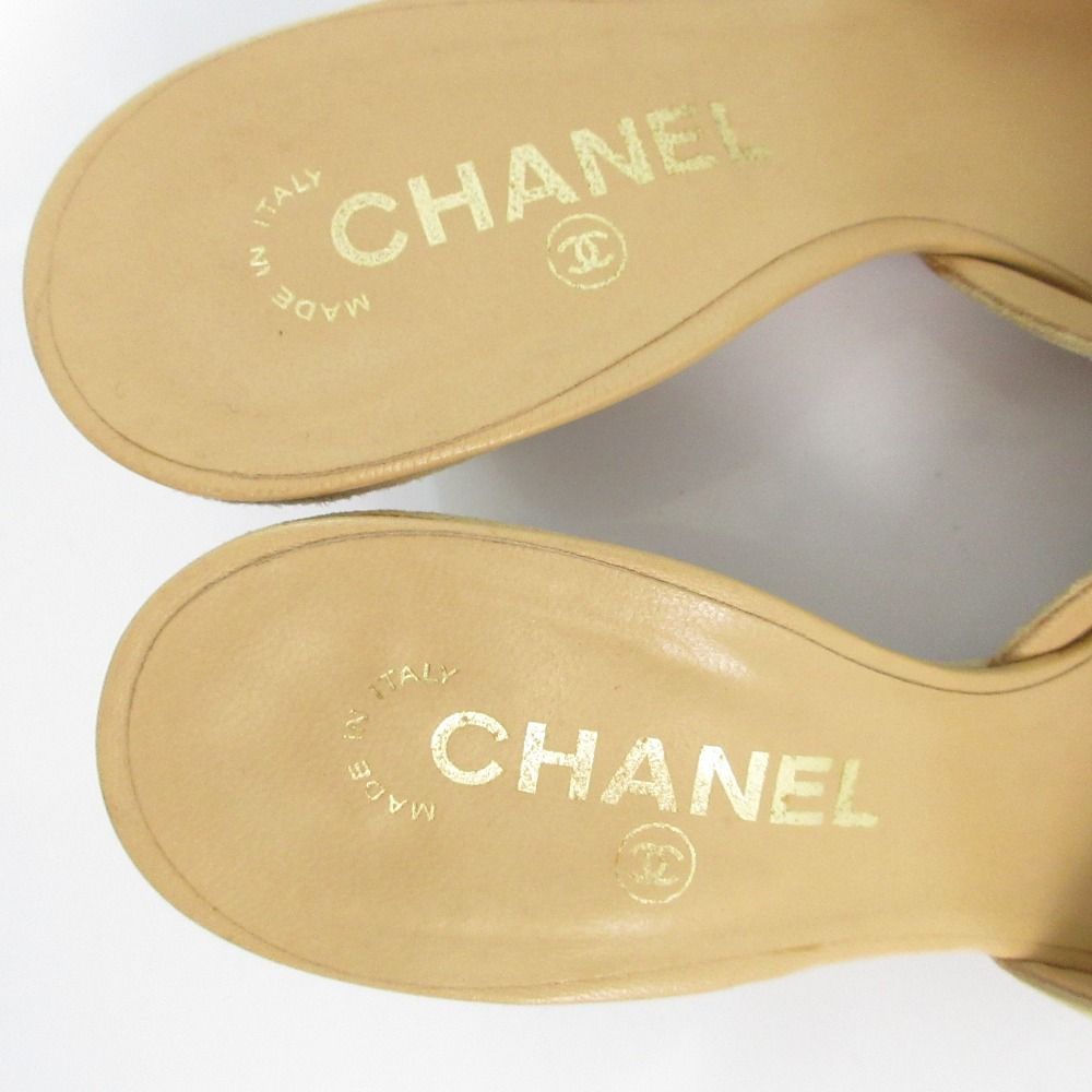 良品 CHANEL シャネル ココマーク スエード ウエッジソール
