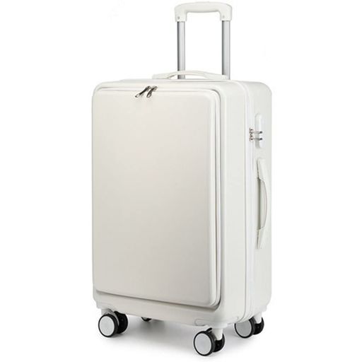 MORGENSKY スーツケースキャリーバッグキャリーケースフロントオープン型コロコロバック 旅行suitcase機内持込1~3泊超軽量大型軽量静音ダブルキャスター耐衝撃360度回転XL02 SWhite