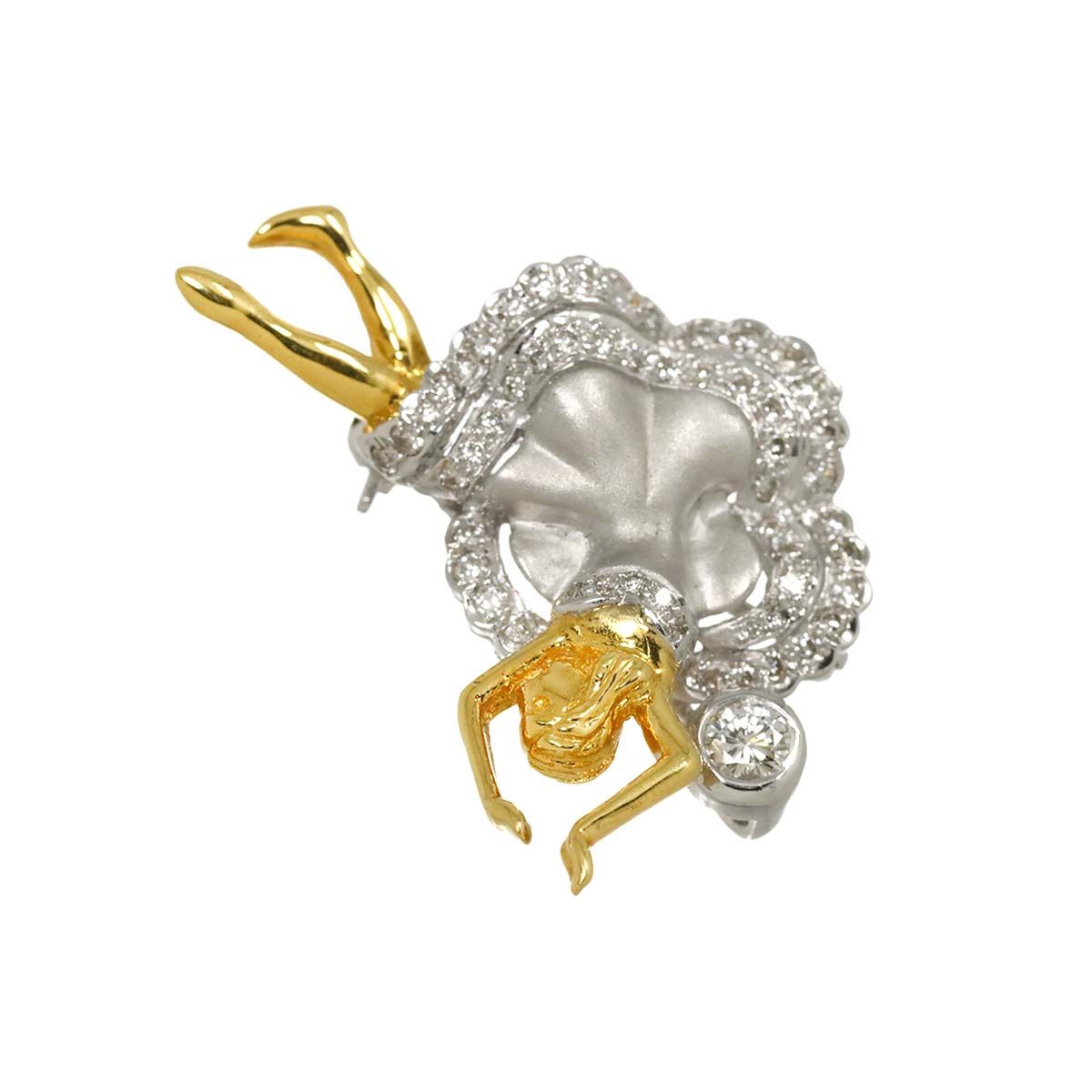 Vintage K18 WGダイヤモンド ブローチ Brooch 約19g Vintage K18 WGダイヤモンド ブローチ Brooch 約19g