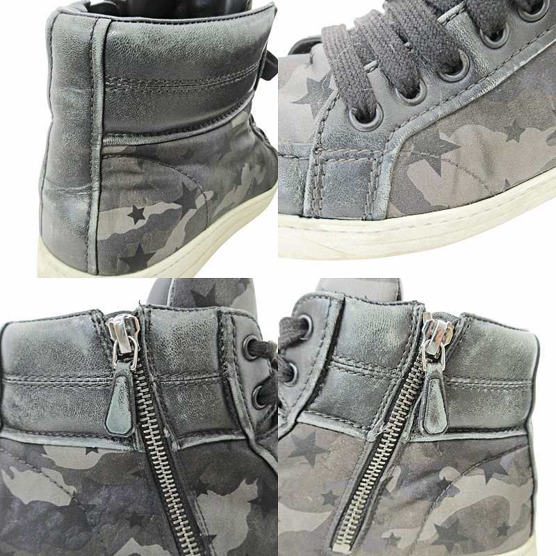 PRADA カモフラージュ ハイカットスニーカー プラダ PRADA スニーカー 迷彩 カモフラ柄 ハイカット レザー 38