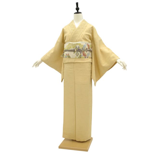 新古品】 色無地 着物 羽田登喜男 羽田工房 未使用 正絹 袷 薄黄地  