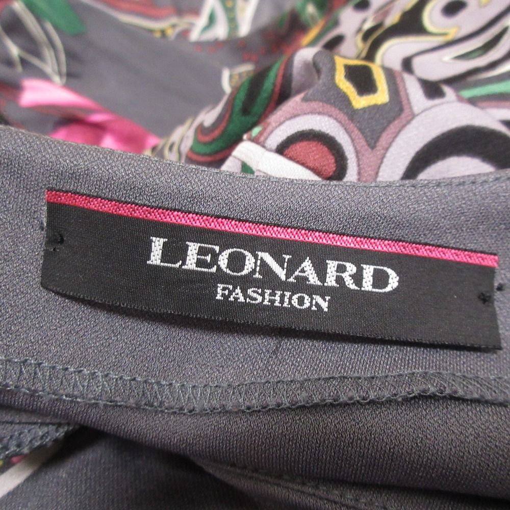 美品 レオナール カンカン素材 ペイズリー ロング ジャケット 薄手 M 美品 LEONARD レオナール カンカン素材 フラワー＆ペイズリー柄