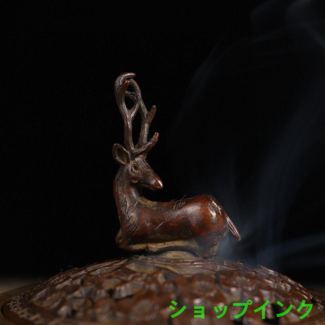 銅器 鹿 三足炉 香炉 茶道の 置物 銅器 鹿 三足炉 香炉 茶道の 置物