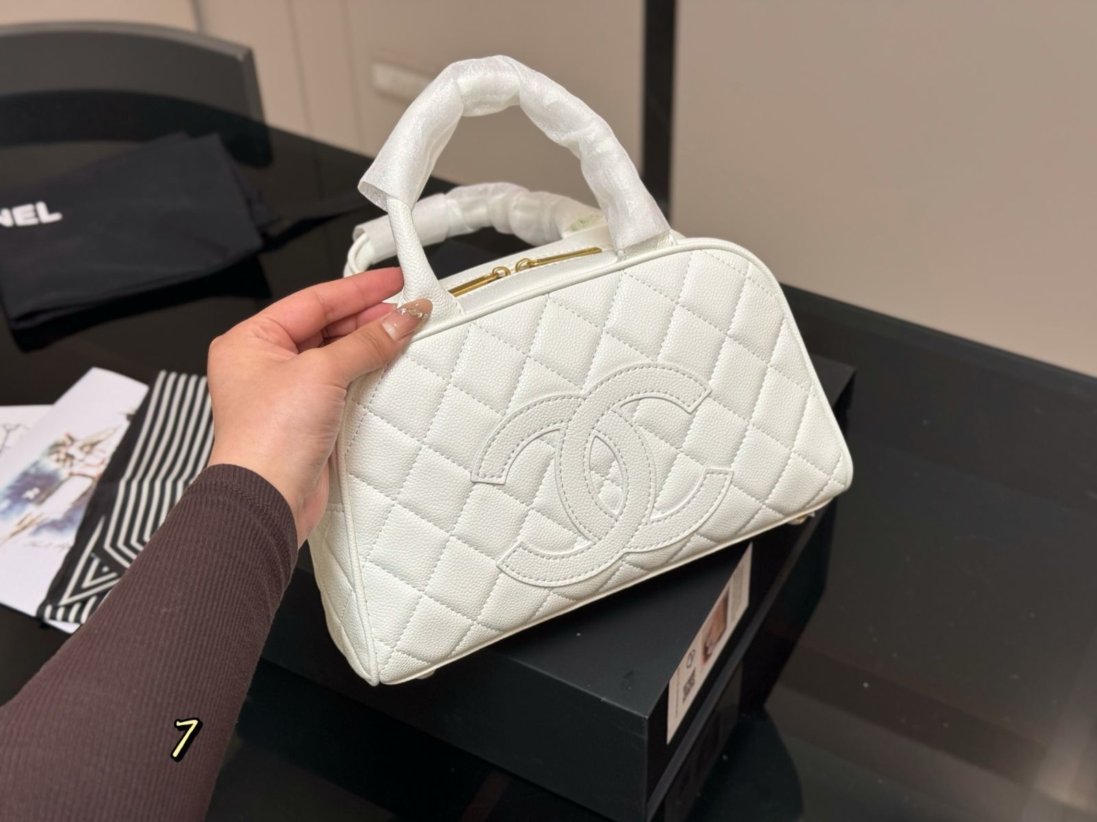 シャネル ヴィンテージ キャビア テッセル ボーリングバッグ 今日特価】Chanel Vintage Bowling Bag シャネル ヴィンテージ