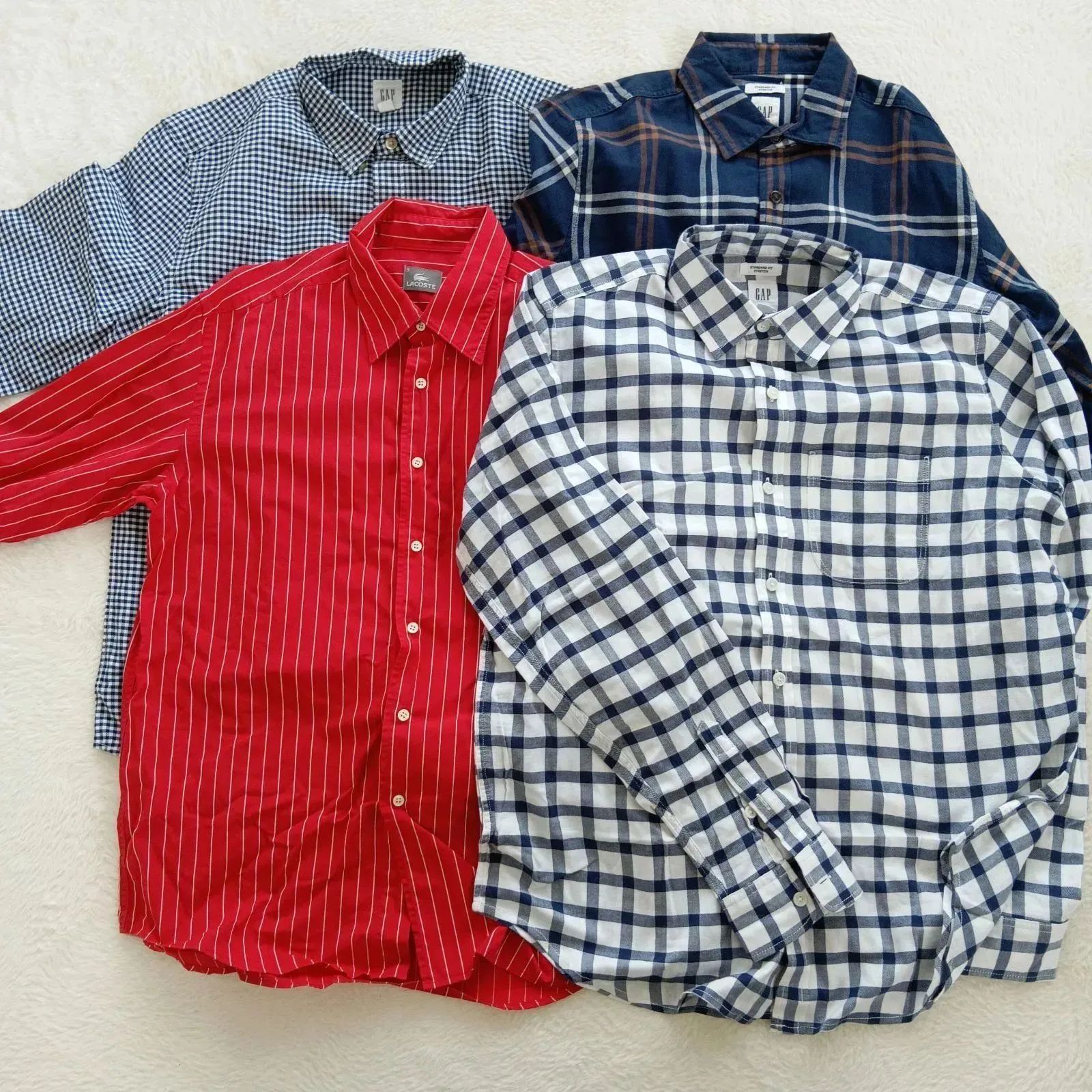 【まとめ売り】　ギャップ　ラコステ　チェックシャツ　ネルシャツ　フォーマル　カジュアル　ワイシャツ　Ｍサイズ　メンズ　赤　黒　紺　ストライプ　結婚式 二次会 パーティー 冠婚