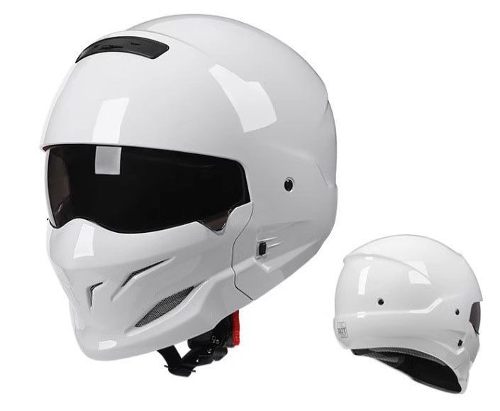 バイク用 ヘルメット フルフェイスヘルメット L-XXLサイズ 取り外し レトロ 四季兼用 艶やかホワイト
