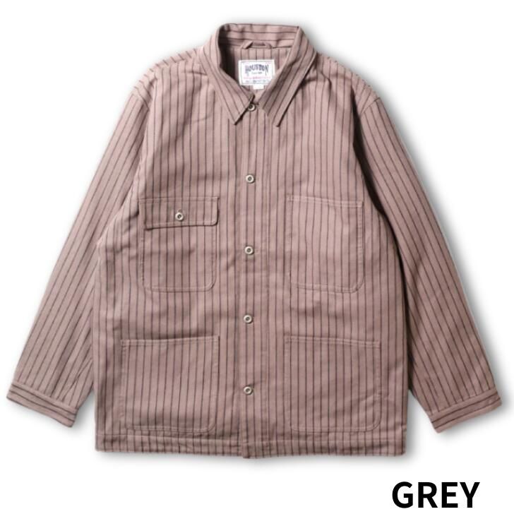 HOUSTON ヒューストン 51500 STRIPE VIYELLA COVERALL ストライプビエラカバーオール GREY