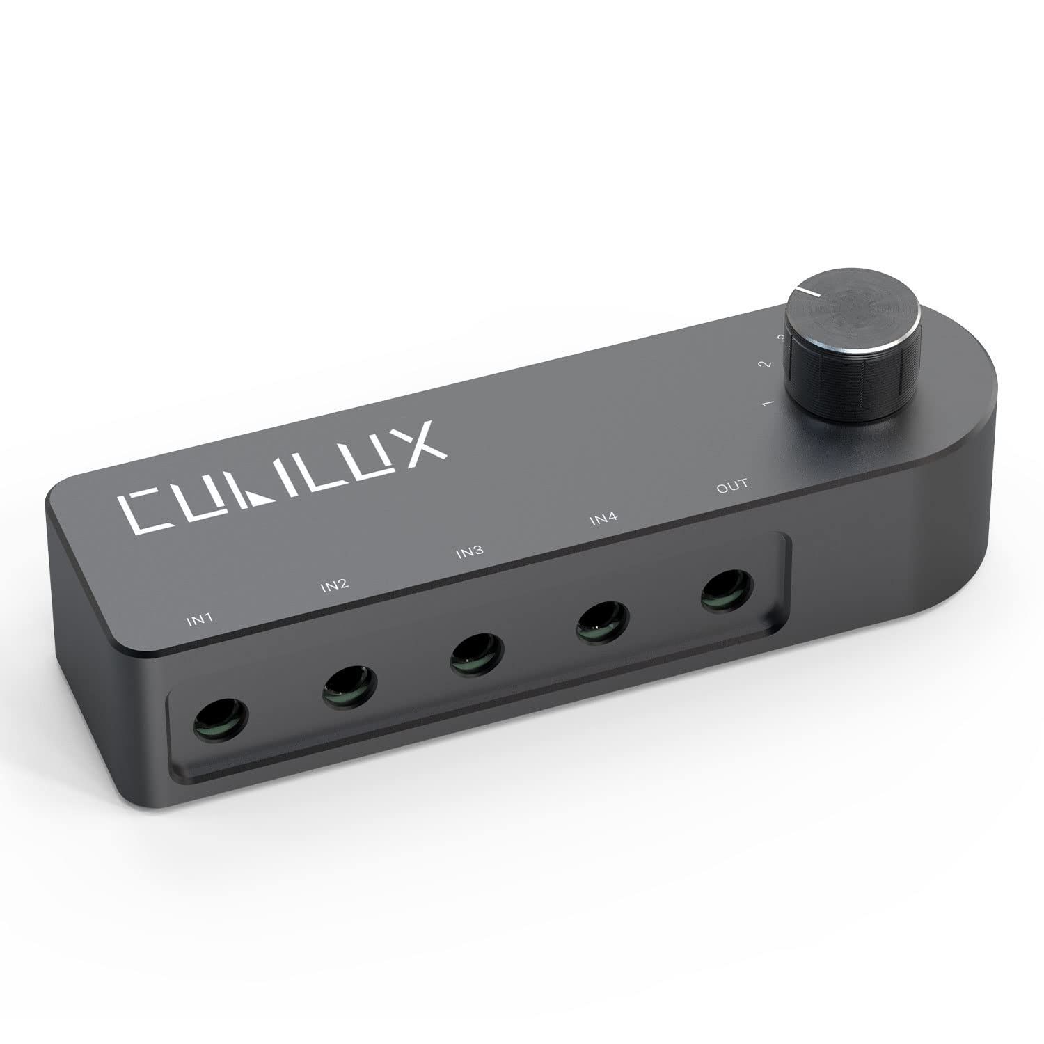 【人気商品】4ウェイ双方向3.5mmオーディオスイッチャー、4ポートミニジャックスピーカーセレクター、イヤホン切替器、4入力1出力、または4出力1入力ステレオ切り替えハブ Cubilux