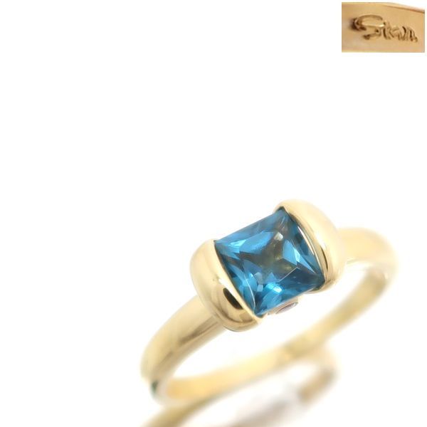 Star Jewelry ブルートパーズ リング K18 ルビー イエローゴールド 約 