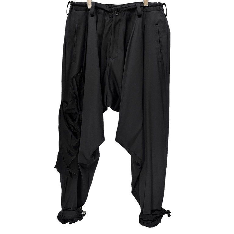 Yohji Yamamoto Pour Homme 23AW トリポリクロスパッチワークウールギャバジン内股ドレープパンツ LOOK32 定価136 400円