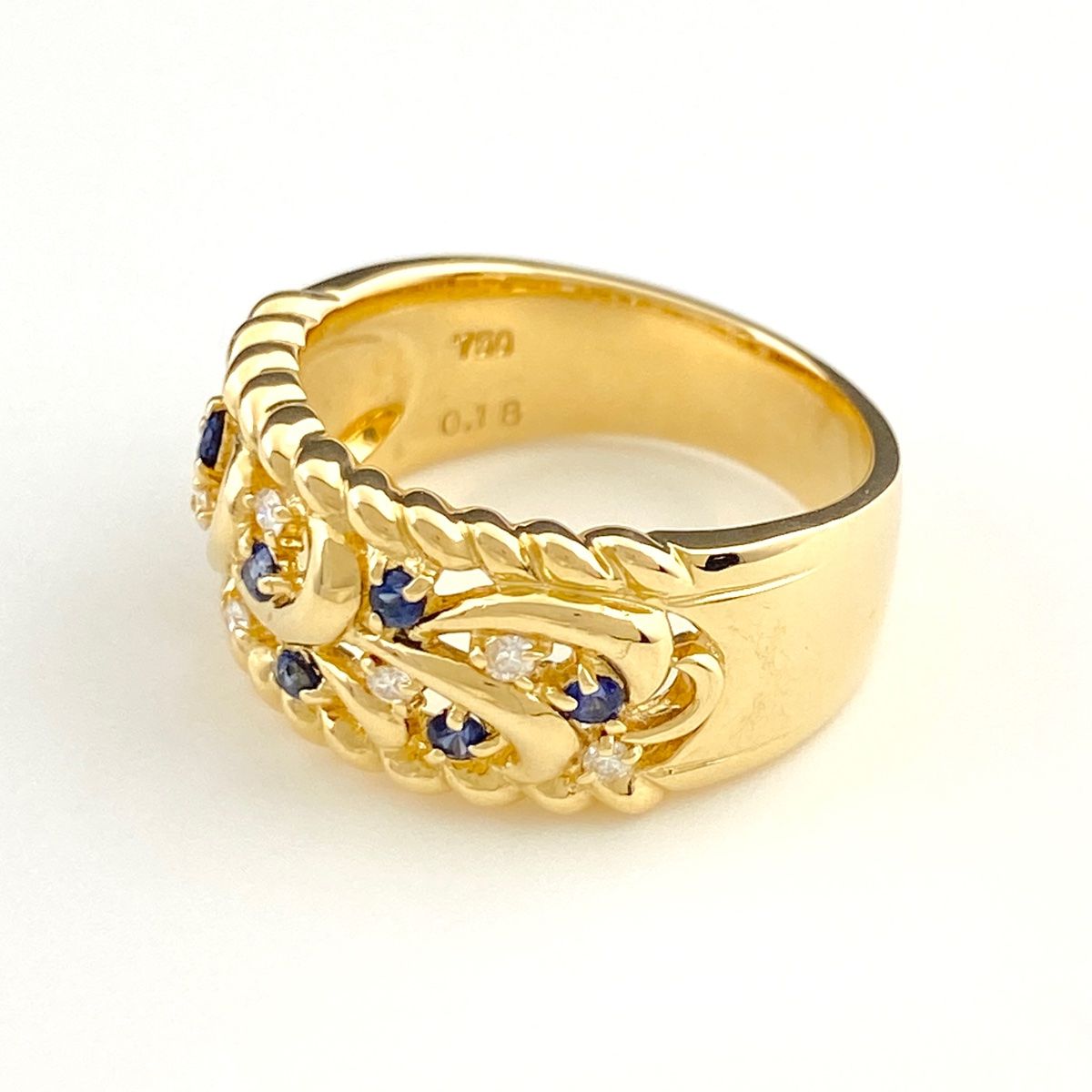 ランバン LANVIN サファイア デザインリング YG イエローゴールド 指輪  