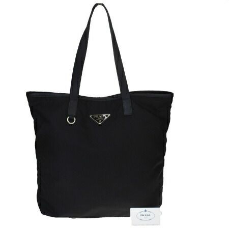 【中古】 中美品 プラダ PRADA トートバッグ ショルダー ブラック ナイロン レザー 37MD960