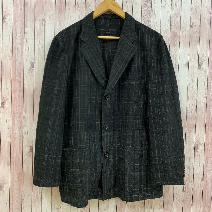未使用級✨ コムデギャルソンオム 田中オム テーラードジャケット チェック 黒 90s コムデギャルソン 田中オム テーラードジャケット メンズS