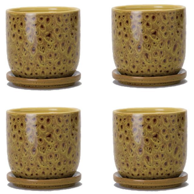 花 観葉植物用ポット クヴェタ 11 Y Ceramic POT 4個入り 40198 底穴あり 受皿付き 代引き不可 小型ポット FARM p62