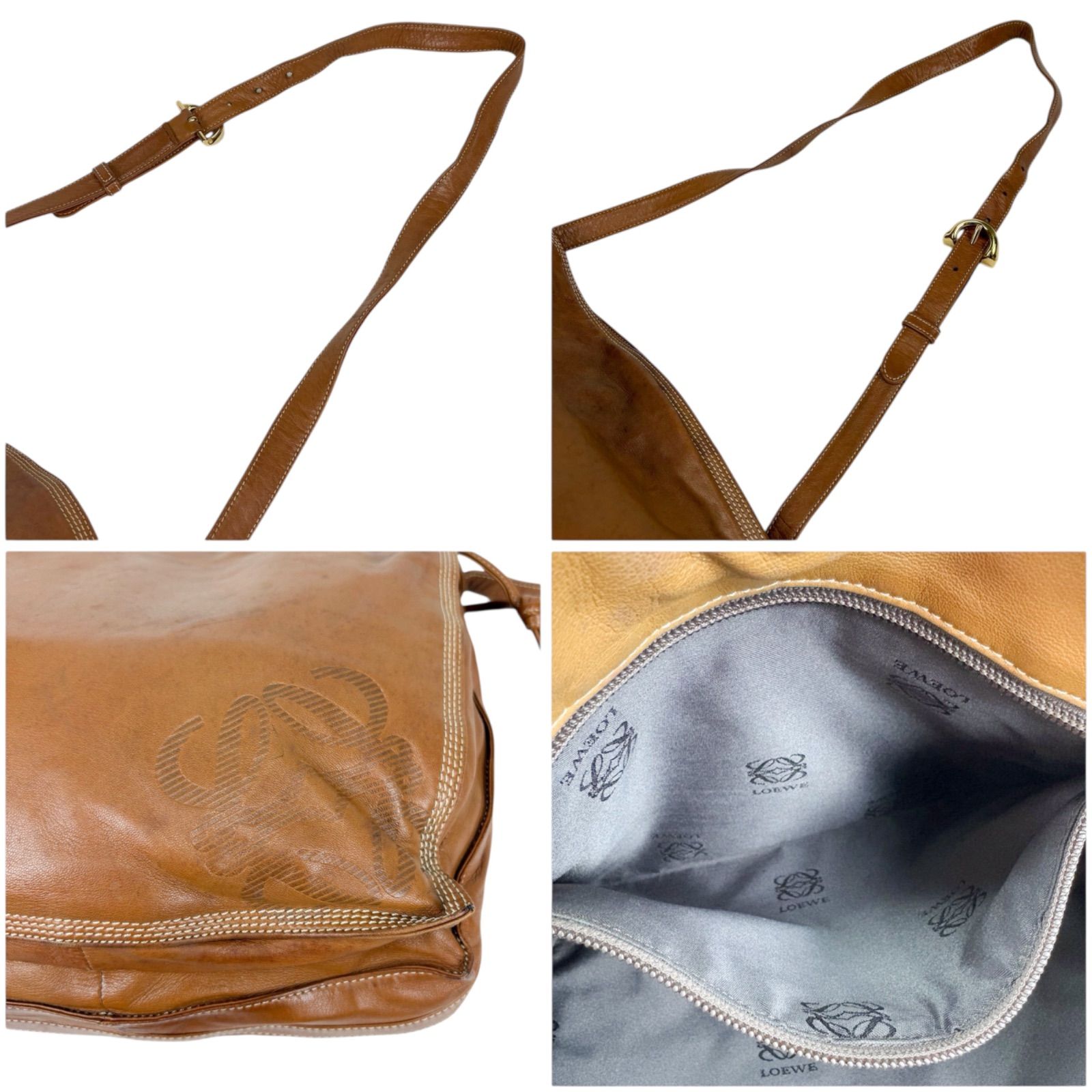 ロエベ LOEWE 巾着型 ショルダーバッグ アナグラムロゴ ブラウン