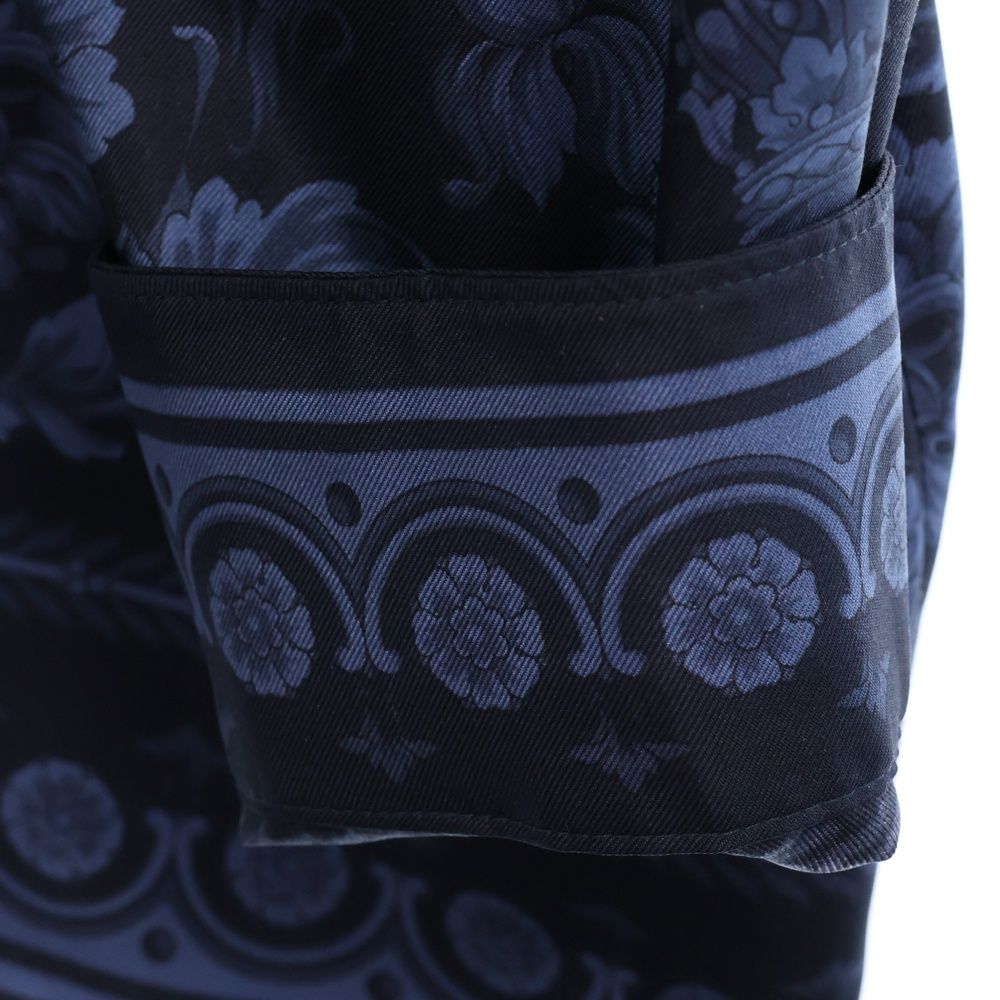 VERSACE (ヴェルサーチ) バロッコ シルク 長袖シャツ ネイビー 1012141