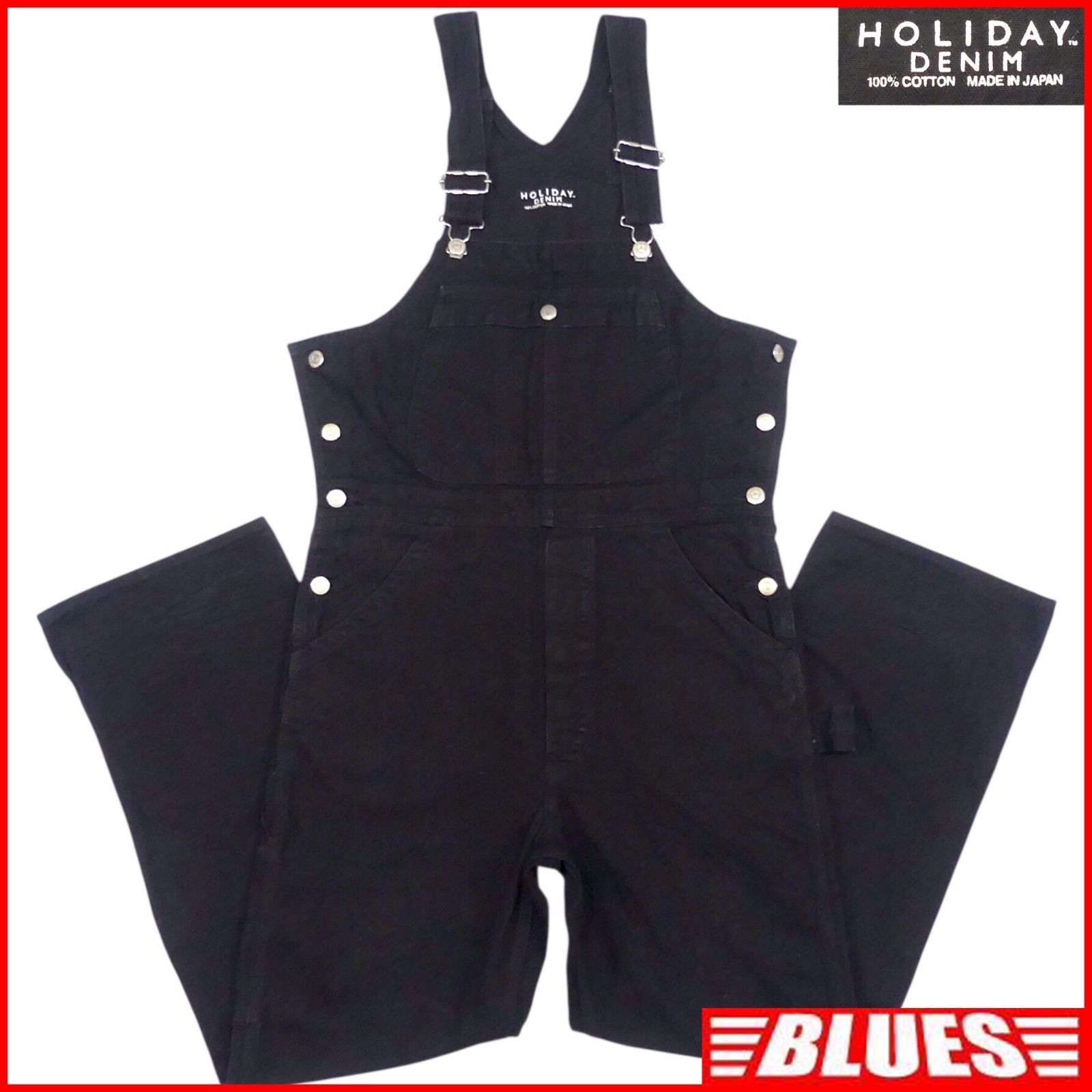 holiday オーバーオール デニム ブラック BIG DENIM OVER-ALL（BLACK