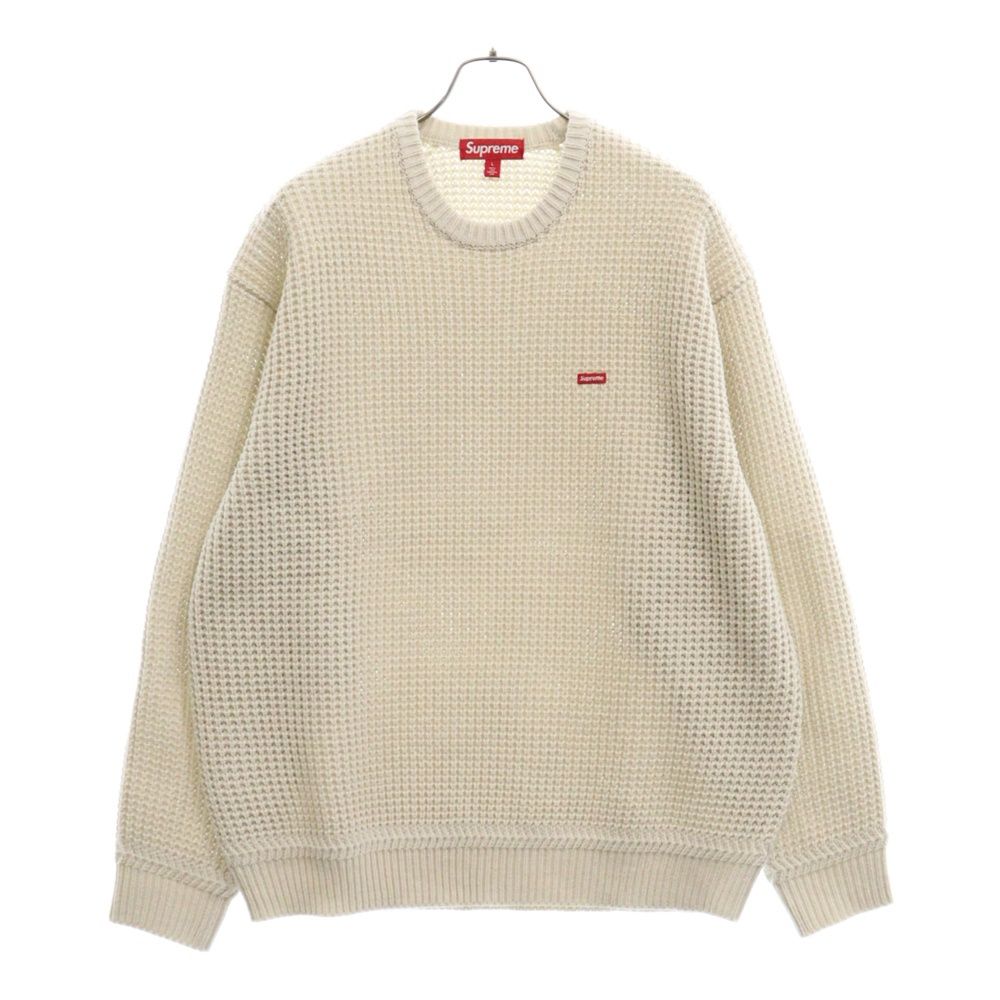 SUPREME (シュプリーム) 24AW Waffle Small Box Sweater スモールボックスロゴ刺繍クルーネックワッフルニットセーター  ホワイト - メルカリ