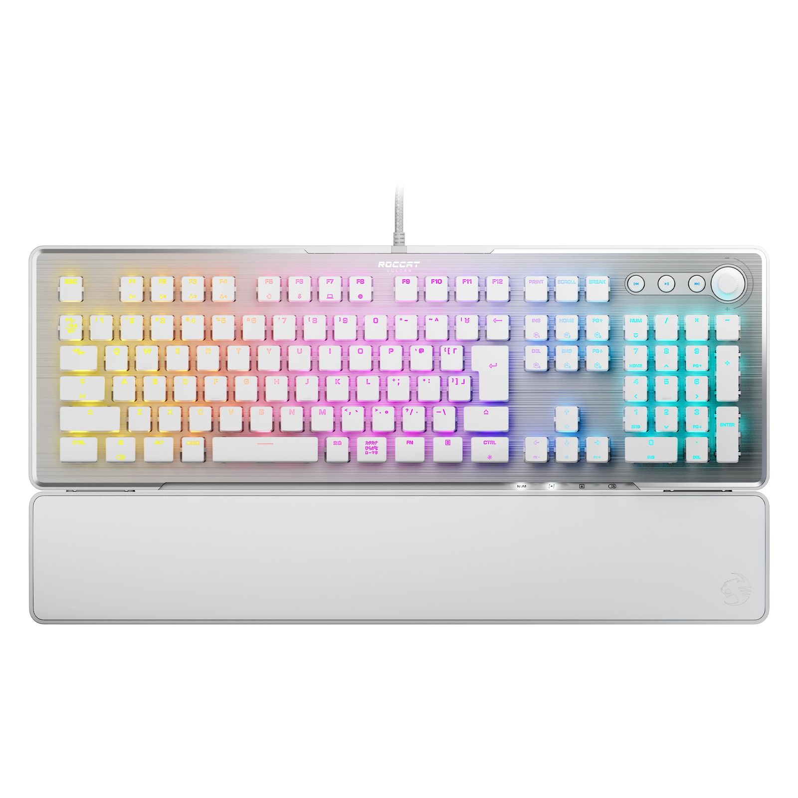 ROCCAT ゲーミングキーボード Vulcan II ホワイト/白 JP 日本語配列 フルサイズ 有線 メカニカル リニアレッド 静音 カスタマイズ可能 RGB イルミネーションキー パームレスト [ホワイト] [単体] [日