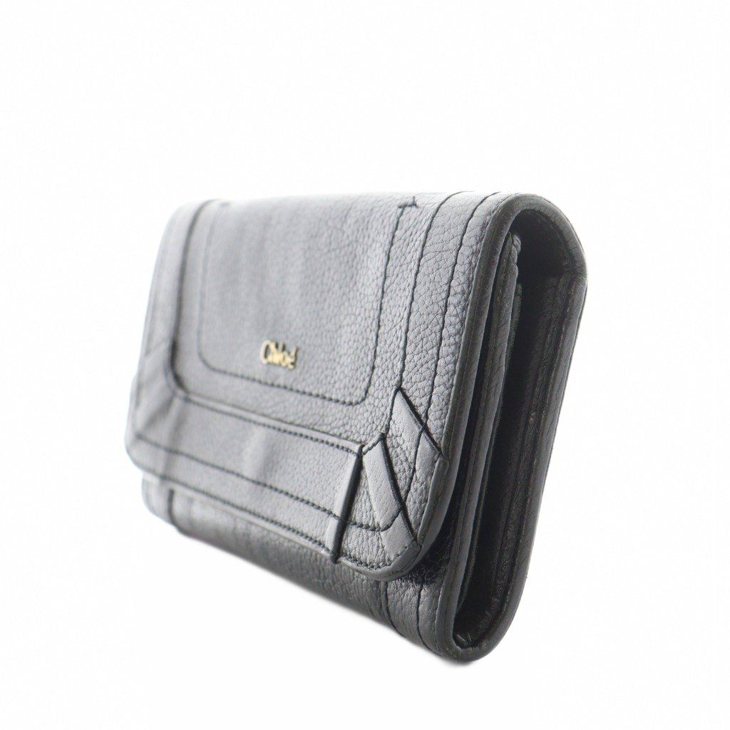 クロエ CHLOE パラティ 長財布 二つ折り 小銭入れ レザー 黒