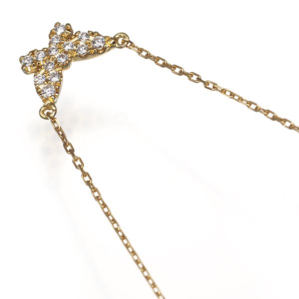 アーカー ネックレス ダイヤ ダイヤモンド 0.06ct バタフライ