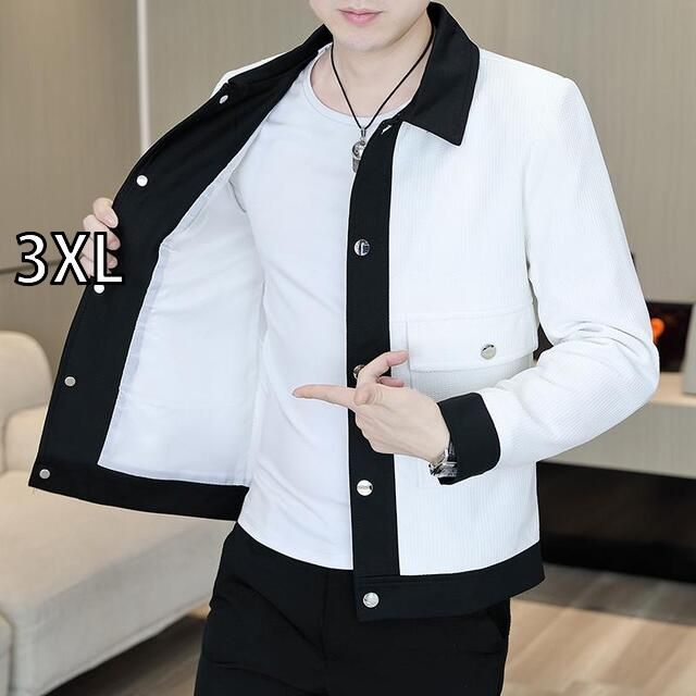 【定番，限定SALE】 [3XL]秋冬 コーデ メンズ  服 シンプル ファッション オシャレ 大人 かっこいい 大きいサイズ ストリート 紳士服  カジュアル シャツ トップス スリム カラー ブロッキング ジャケット アウタ その他